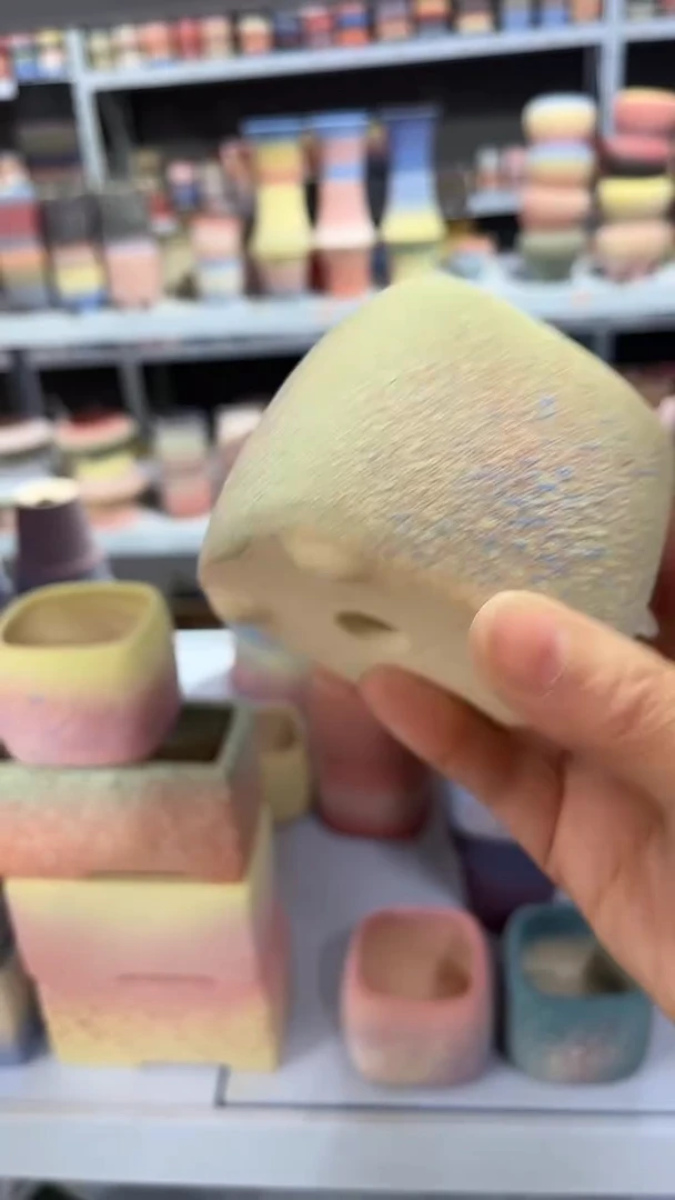 麦饭石粗陶多肉花盆*6*6