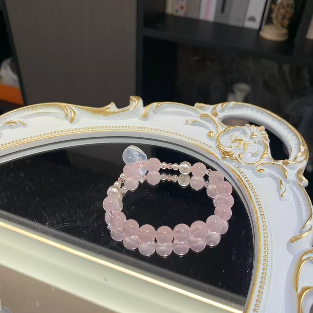 莫桑粉水晶屁桃氛围感手串（多样性发其一）