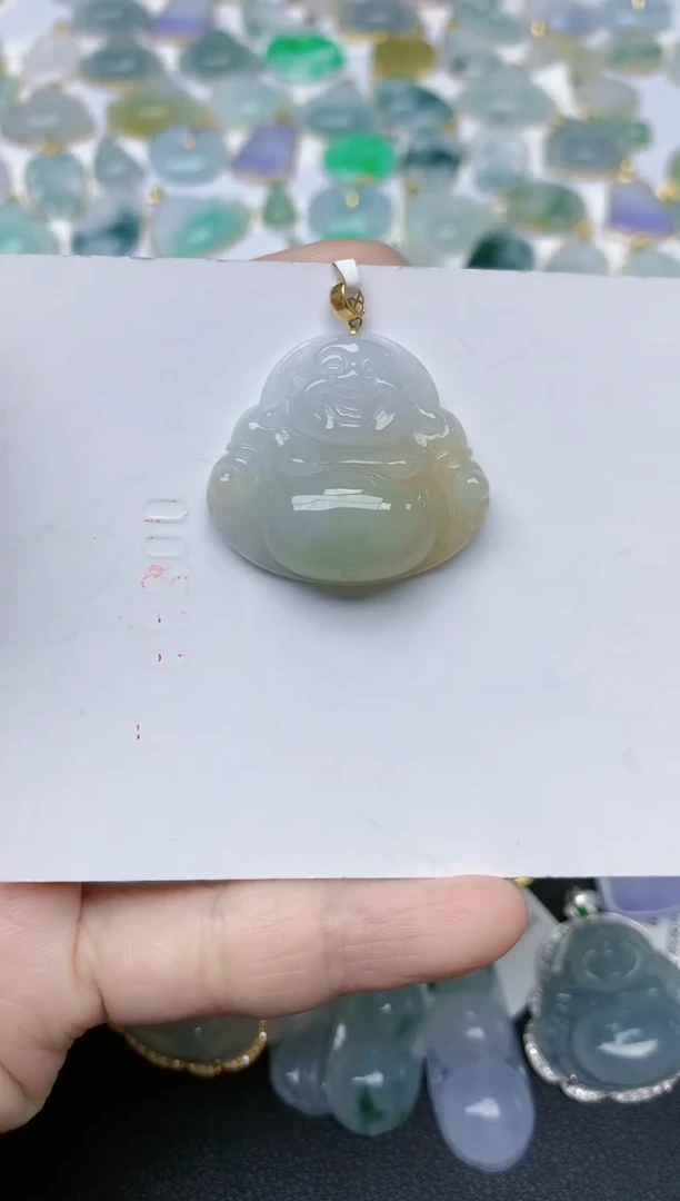 翡翠18K金镶嵌颈饰天然缅甸A货翡翠