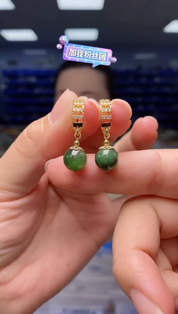 【闪购商品】和田玉耳饰银S925镶嵌  K2176