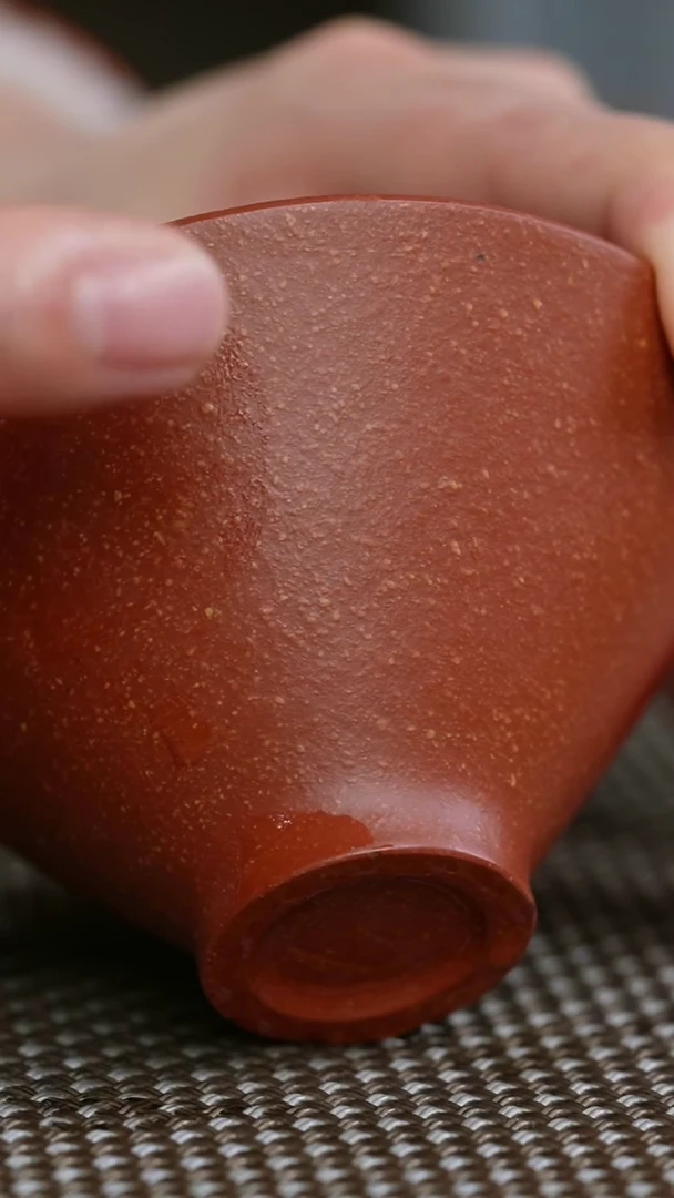 茶壶紫砂02-红降坡斗笠杯