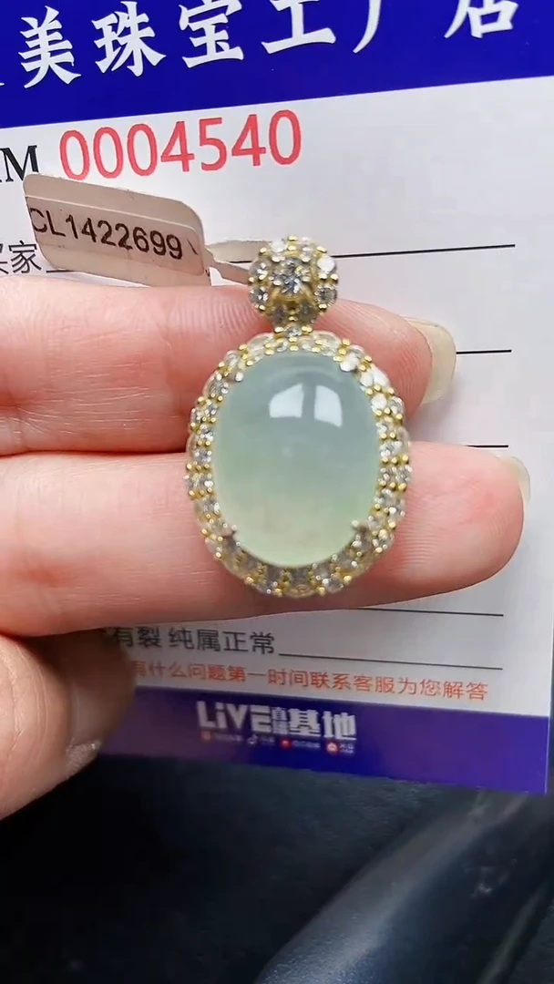 颈饰银S925镶嵌翡翠4540