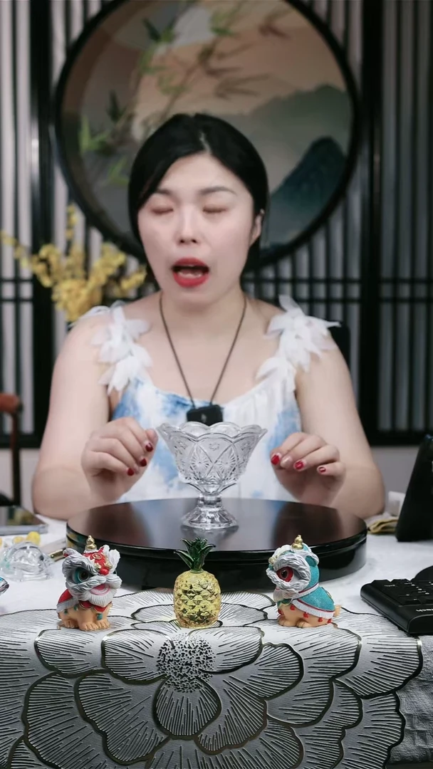 水晶玻璃无手柄款太阳花冰激凌杯