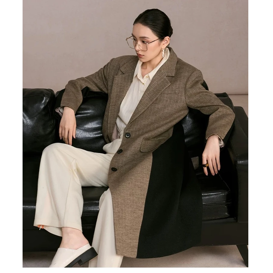 【商场同款】曼德诗绵羊毛长款外套双面呢大衣M426307089