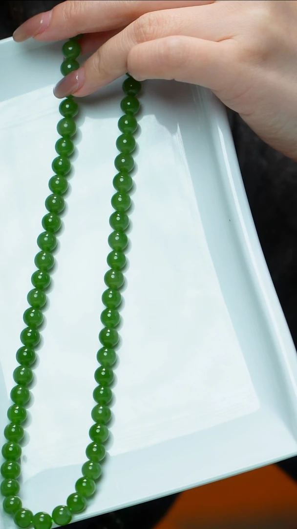 项链未镶嵌和田玉（碧玉）碧玉项链7-8mm 多样性发其一