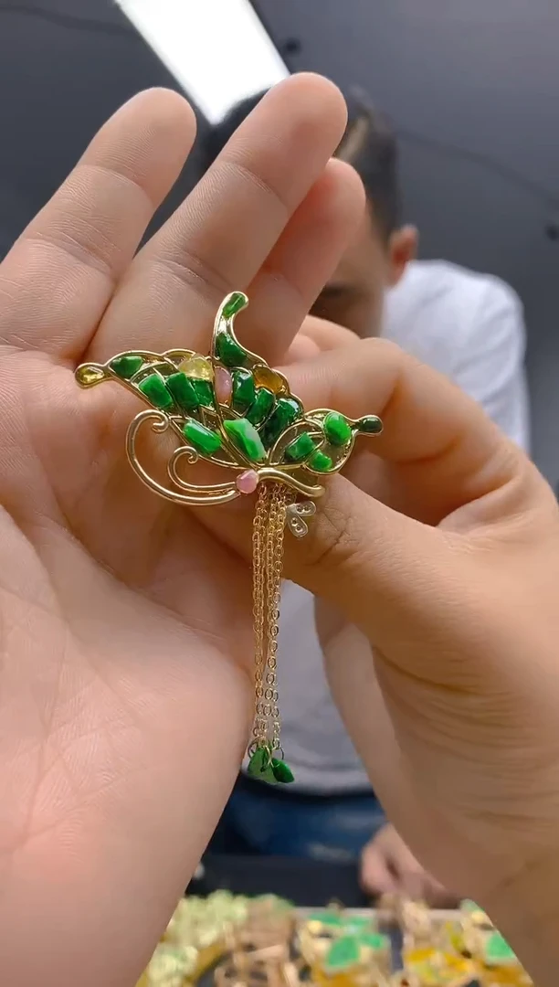 【闪购商品】翡翠耳饰合金244翡翠胸针