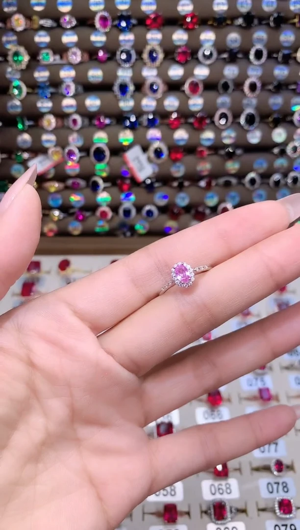 蓝宝石戒指银S925镶嵌银色