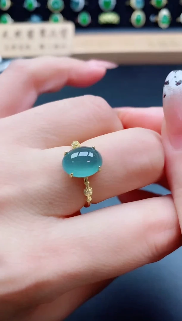 银S925镶嵌戒指翡翠1