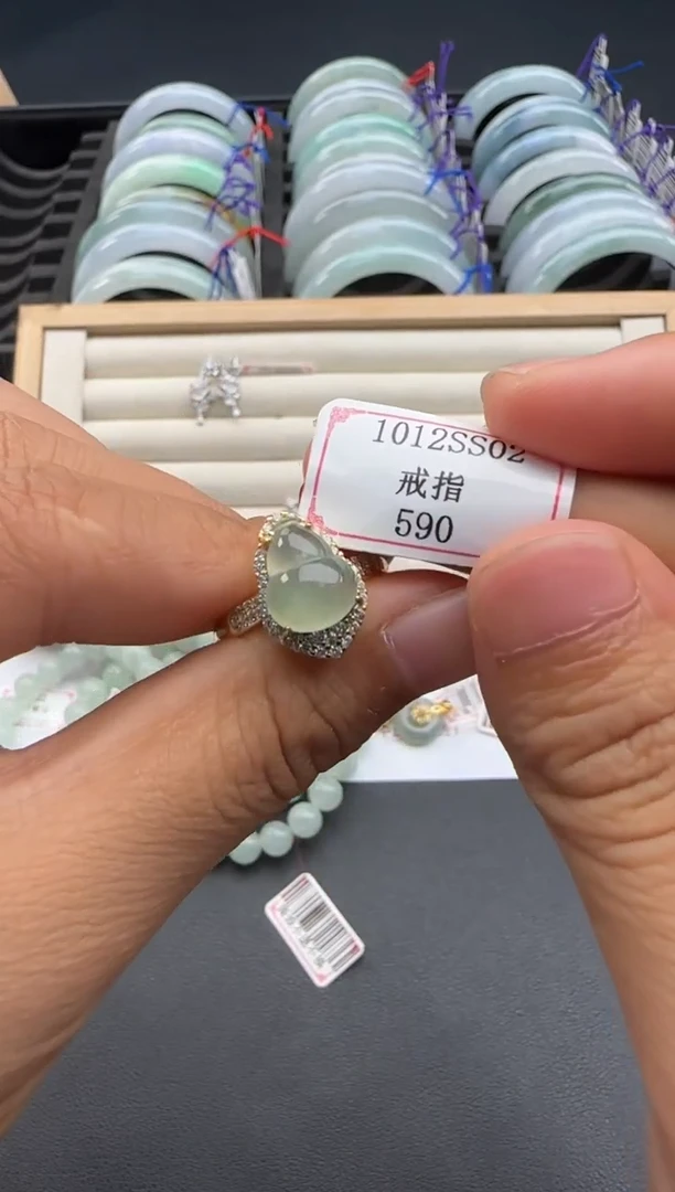 银S925镶嵌戒指翡翠1012SS02