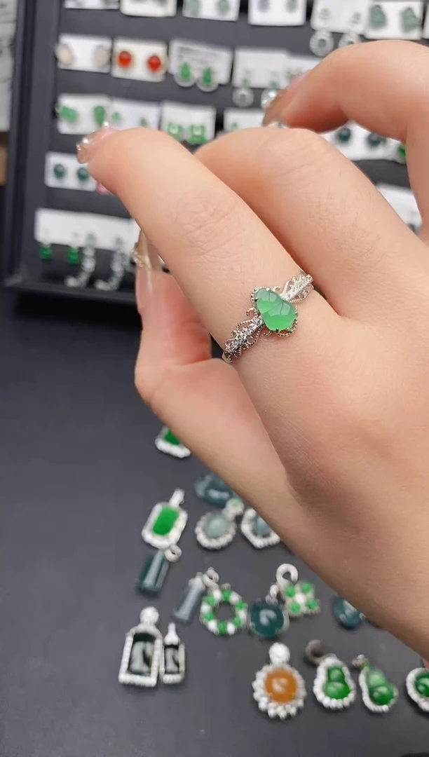 银S925镶嵌戒指翡翠0