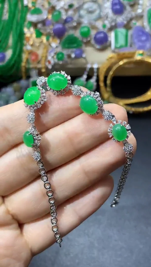 18K金镶嵌手链翡翠286-中国好珍宝