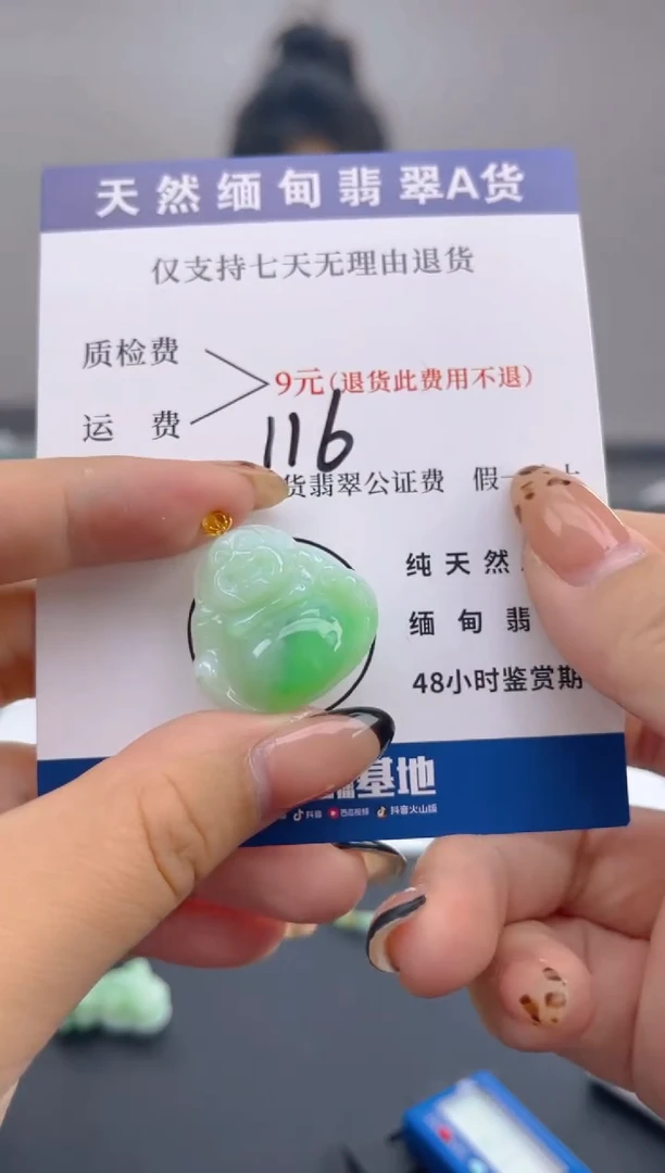 颈饰18K金镶嵌翡翠纯天然缅甸翡翠A货