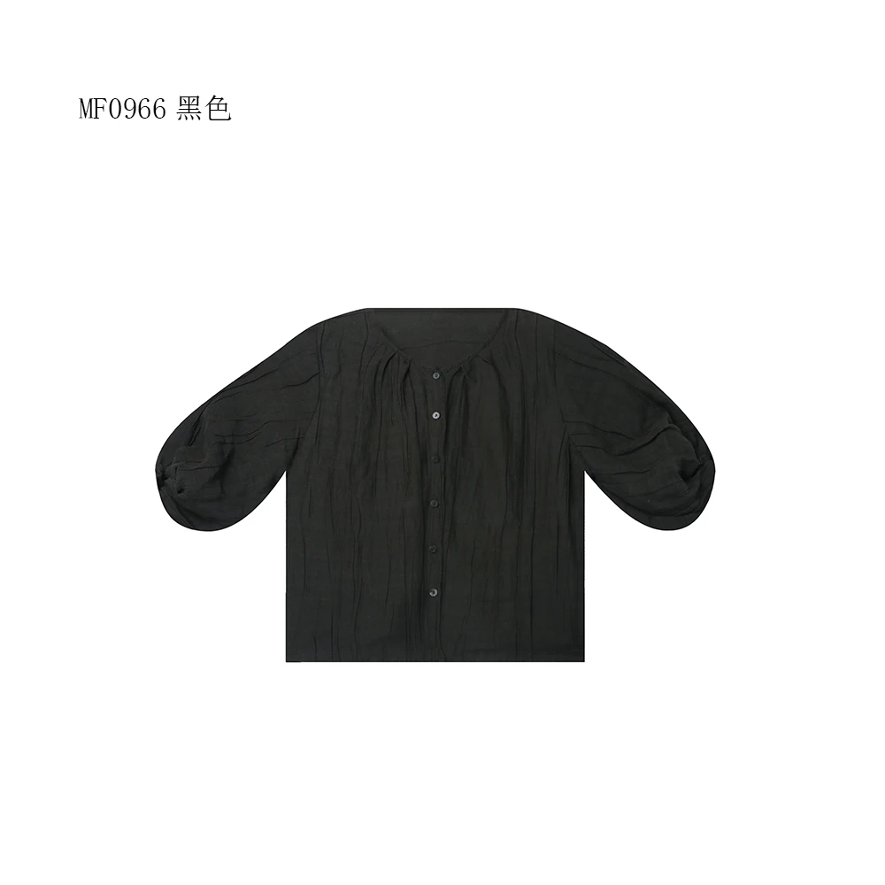 【麻訪家】MF0966黑色文艺简约宽松休闲百搭开衫上衣