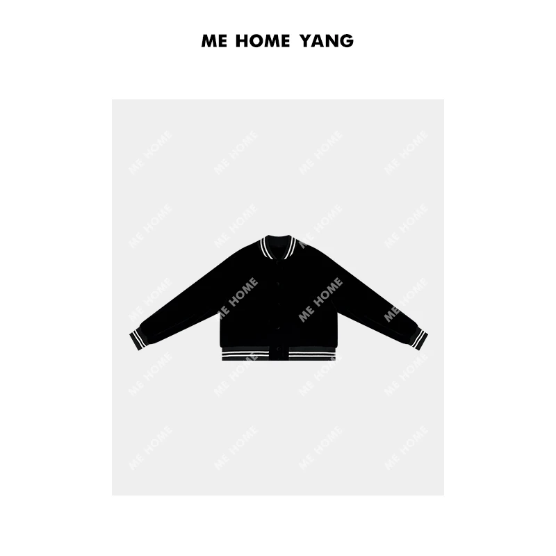 ME【丝绒棒球外套】 春季新款黑色时尚通勤女士百搭外套 MEQC2760
