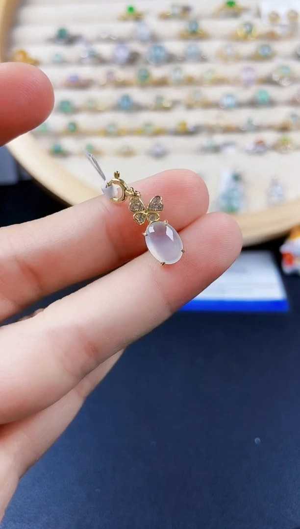 翡翠银S925镶嵌颈饰21389