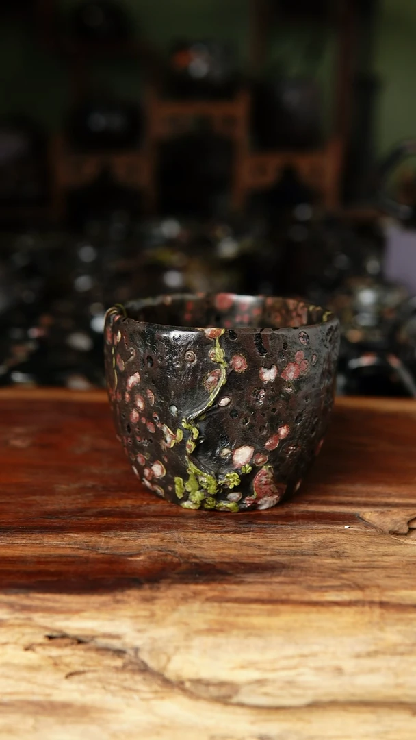 绿梅红花随形大号主人杯