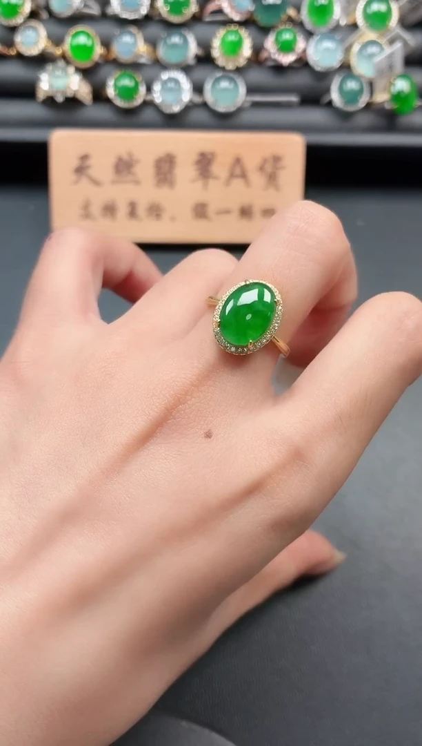 银S925镶嵌戒指翡翠111