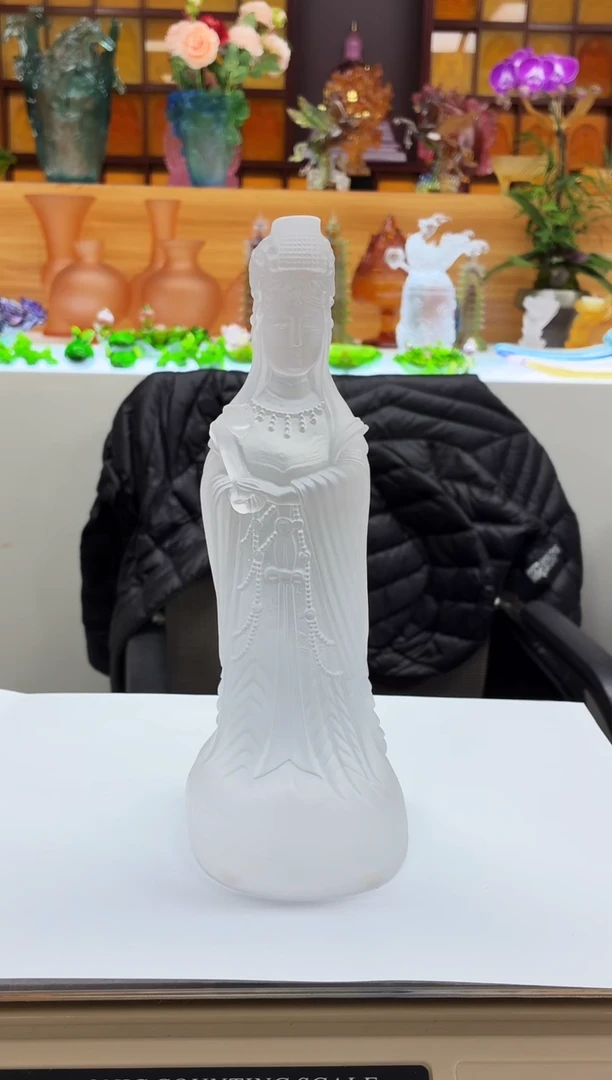 手工艺品琉璃白色始祖娘娘23.5公分