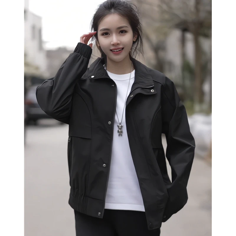 春秋款男士休闲立领夹克韩版秋季百搭工装外套男潮流时尚帅气上衣