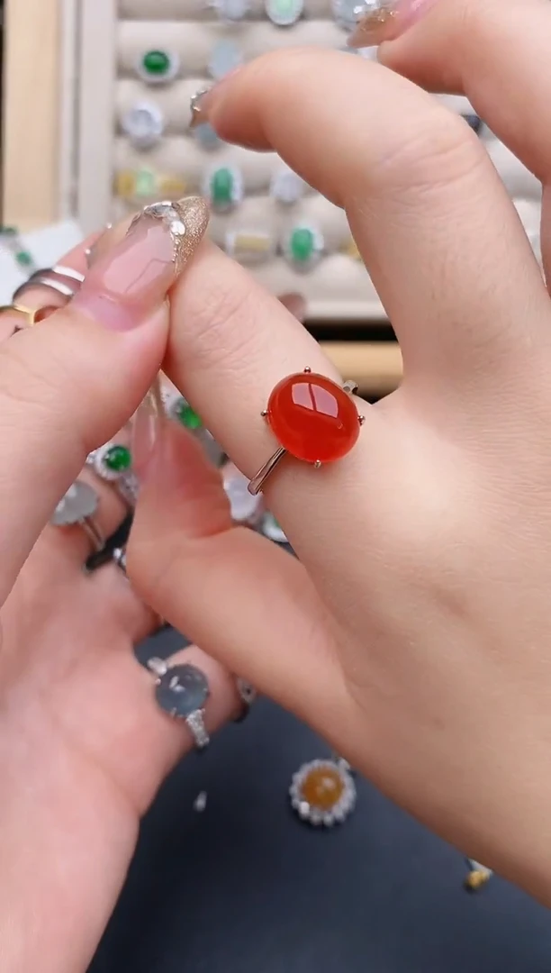 银S925镶嵌戒指玛瑙/玉髓0