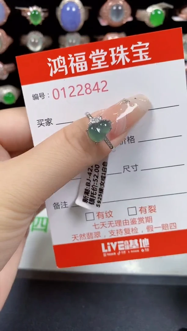 翡翠戒指银S925镶嵌2842