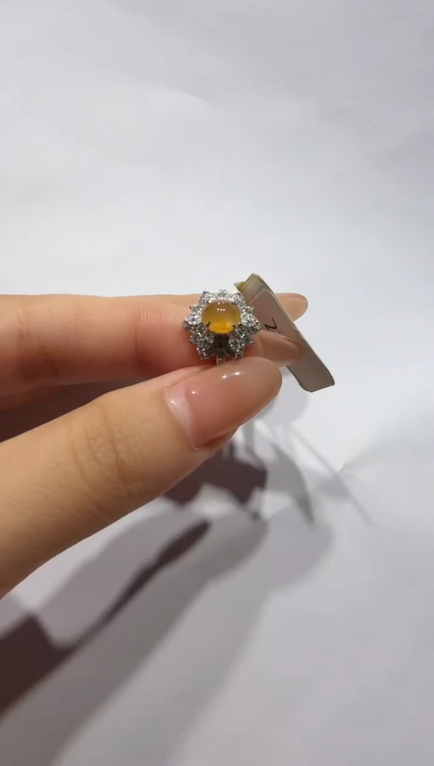 银S925镶嵌戒指翡翠925银镶缅甸A货翡翠戒指