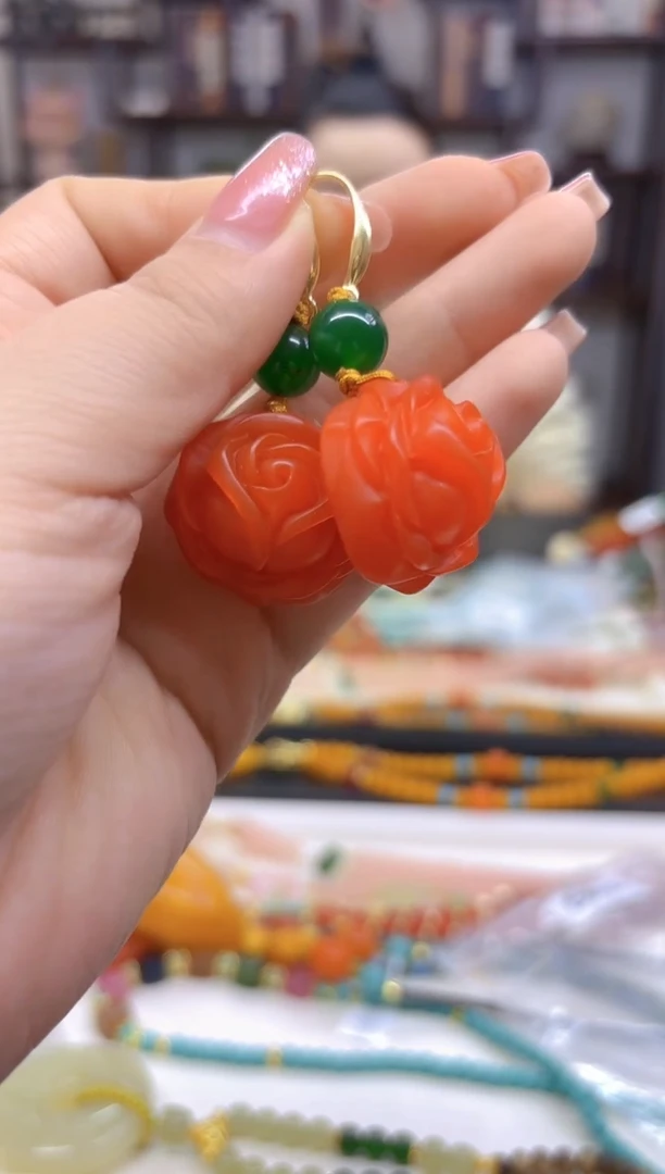 【闪购商品】蜜蜡耳饰14K金镶嵌耳勾E602