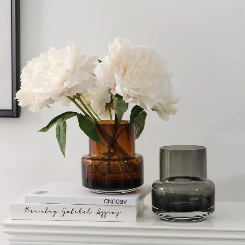 家居花瓶玻璃轻奢迷你花瓶蜡杯香薰杯插花短枝客厅卧室高档