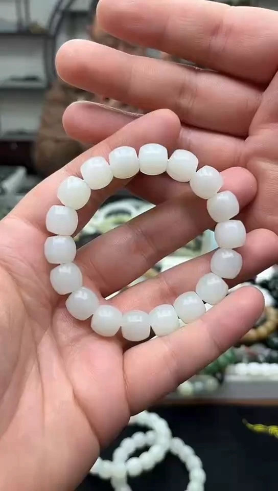未镶嵌手串和田玉纯天然新疆且末金山料白玉12
