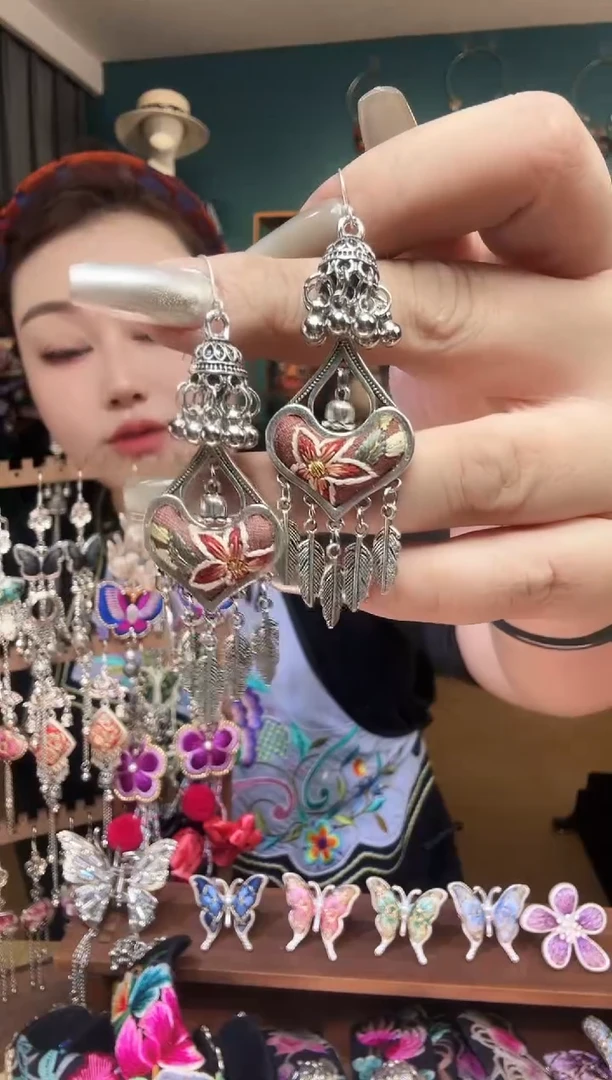 刺绣纯手工民族风刺绣耳环