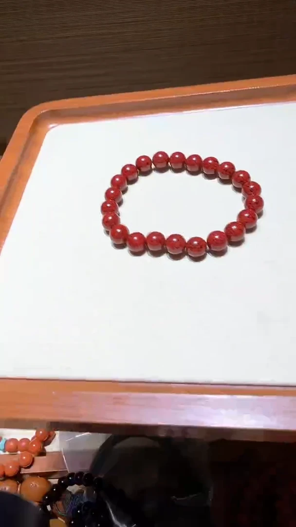 天然辰砂精品单圈素珠