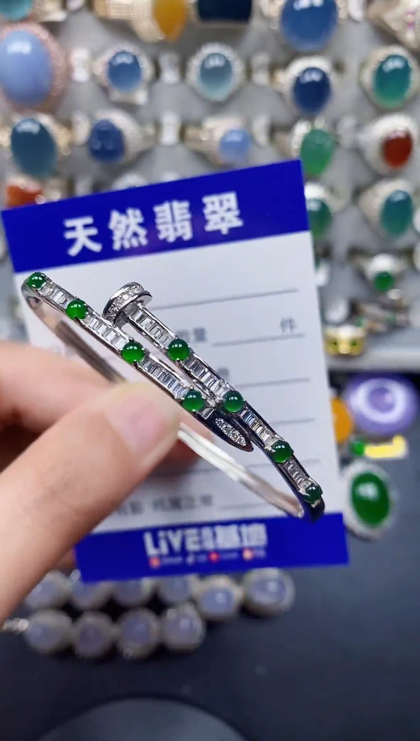 银S925镶嵌手镯翡翠201