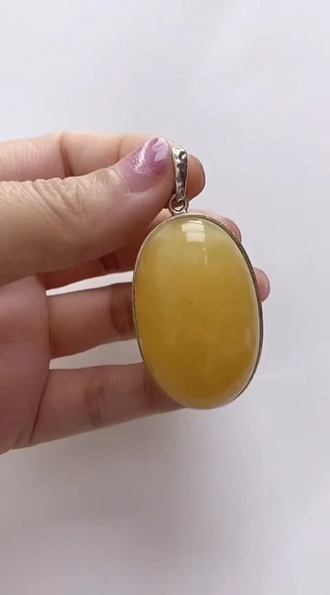 【闪购商品】琥珀裸石银S925镶嵌蜜蜡吊坠