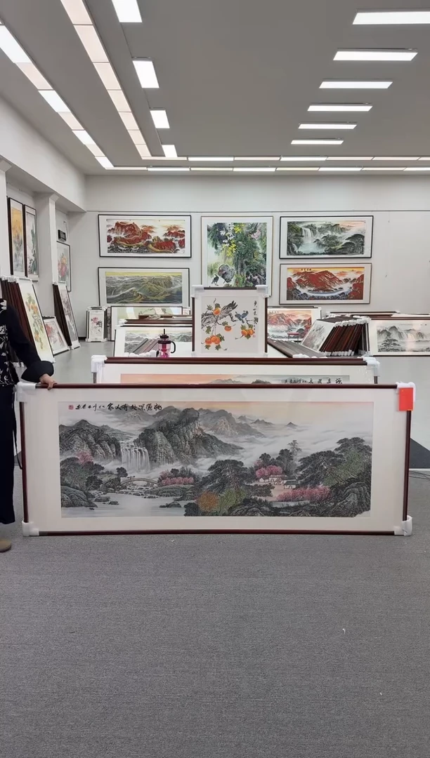 国画手绘  219*88  桃园深处有人家