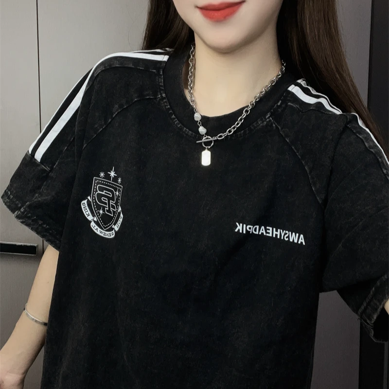 【宽松版】春夏季美式做旧复古纯棉宽松T恤水洗做旧休闲短袖