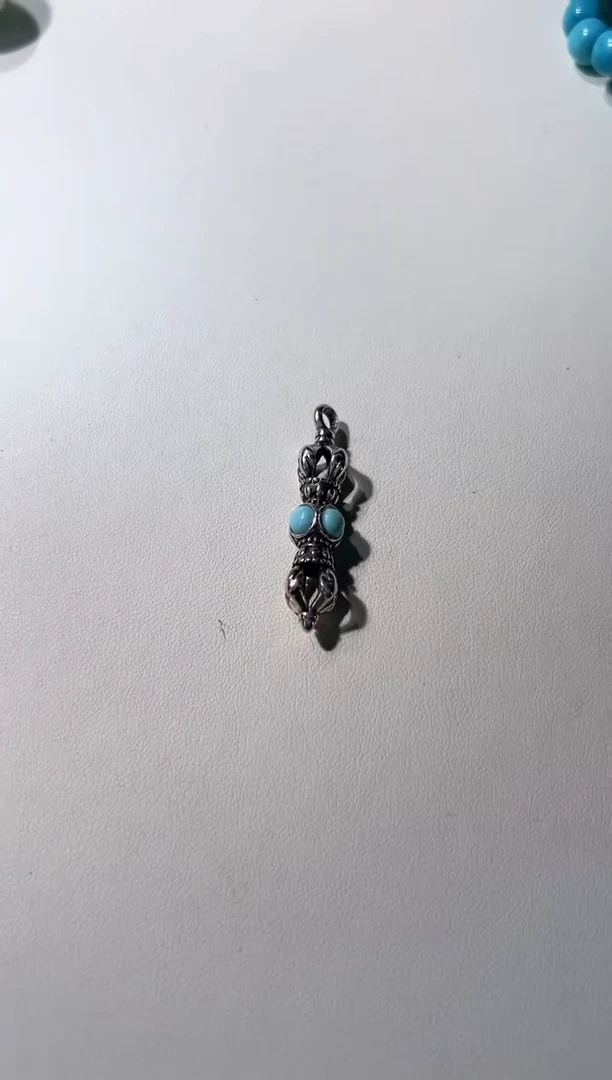 绿松石未镶嵌吊坠绿松金刚杵吊坠（拉萨直发）