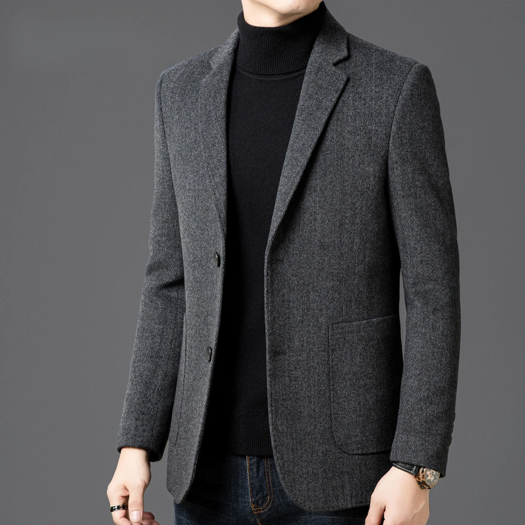 BALEYSWO男士毛呢单西2025秋冬新款羊毛尼西装商务休闲羽绒外套