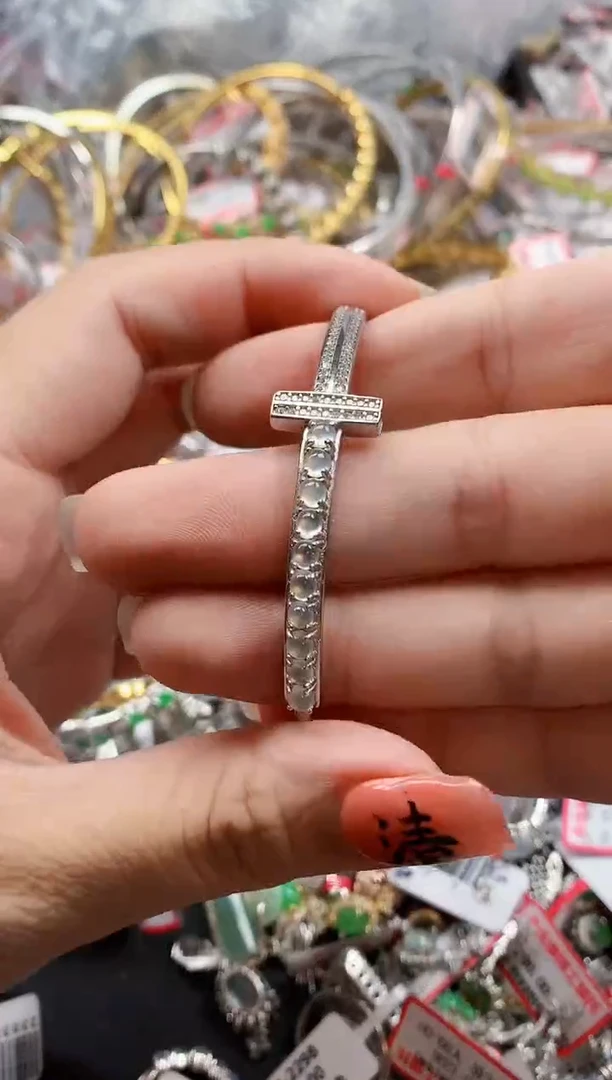 银S925镶嵌戒指翡翠天然A货缅甸翡翠