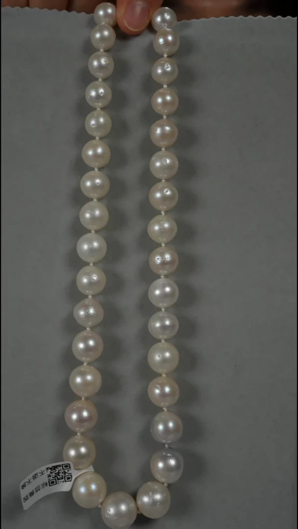 项链银S925镶嵌海水珍珠澳白10-15mm
