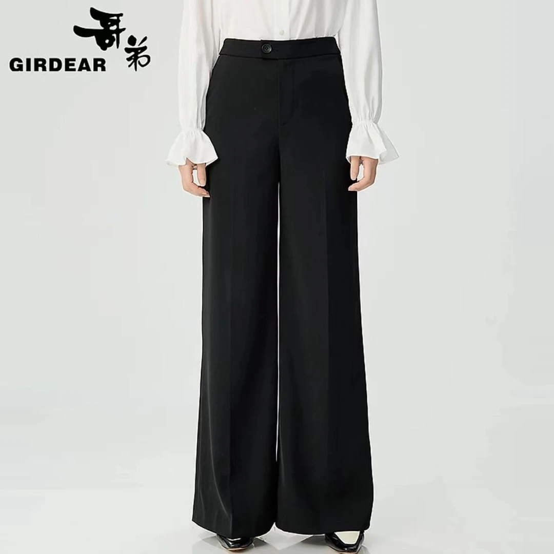 GIRDEAR/哥弟招牌西裤新款简约通勤高腰气质百搭垂感长裤110015