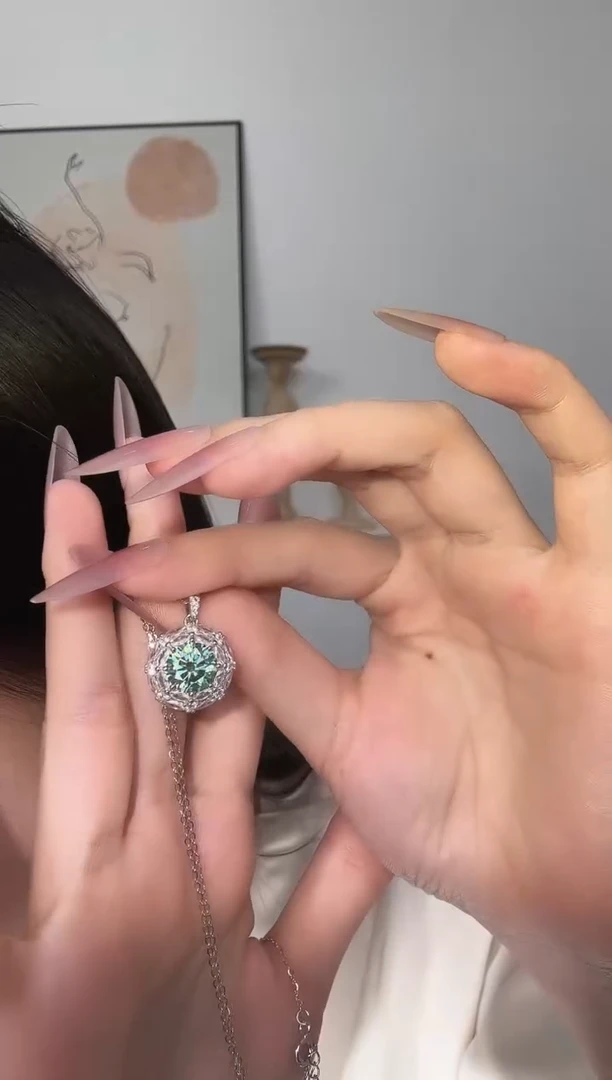 合成碳硅石吊坠925银莫桑 3克拉/绿)天空之眼MSD.287G