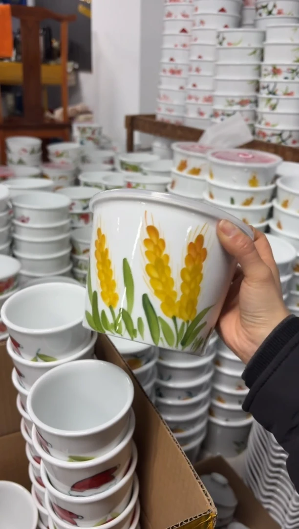 景德镇高温陶瓷食品级手绘釉中彩-泡面桶