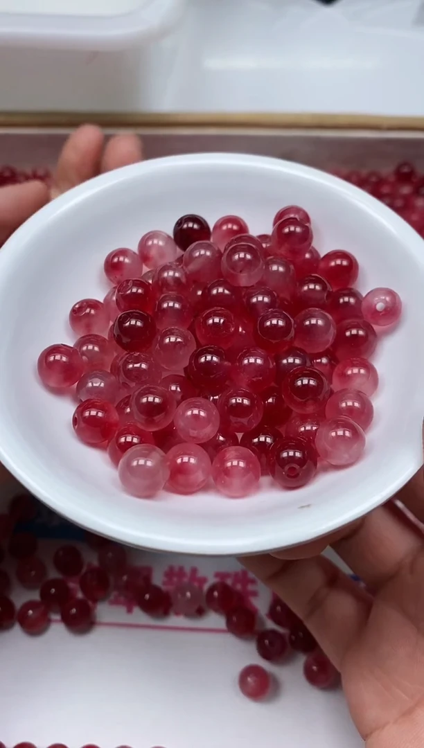 玛瑙/玉髓散珠未镶嵌B1405 桃花 玉8mm30个9元