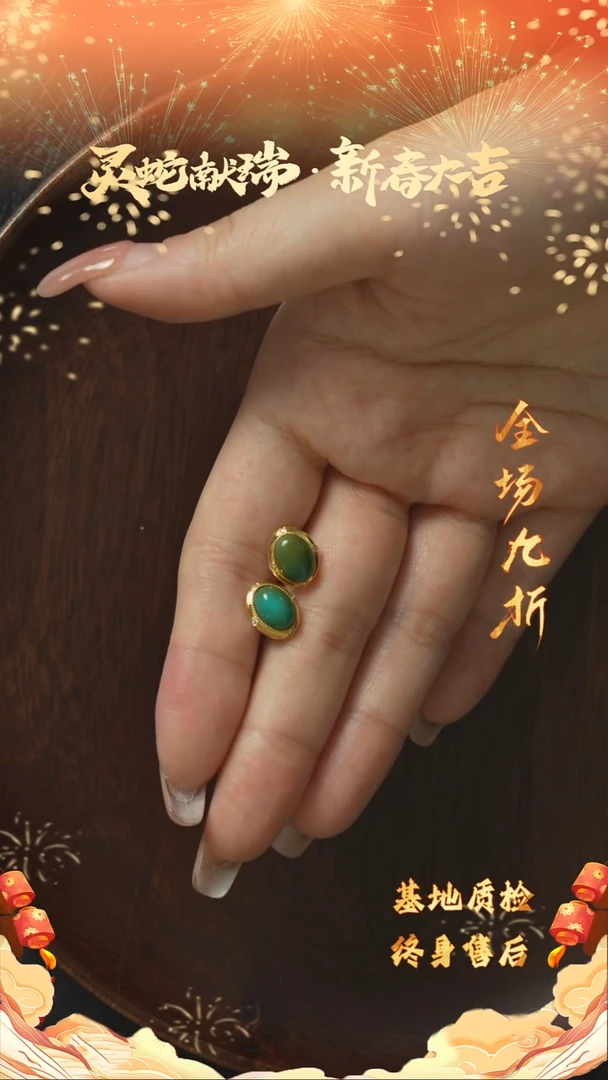 【闪购商品】绿松石X01（多样性发一件）18K金镶嵌耳钉