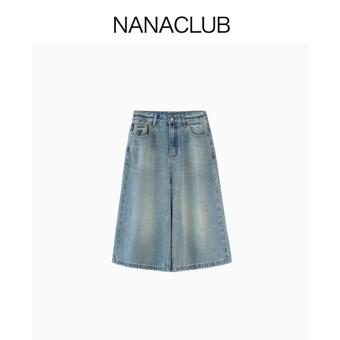 NANACLUB 能搭所有上衣轻松穿出松弛感 7分牛仔裤 洗水颜色很好看