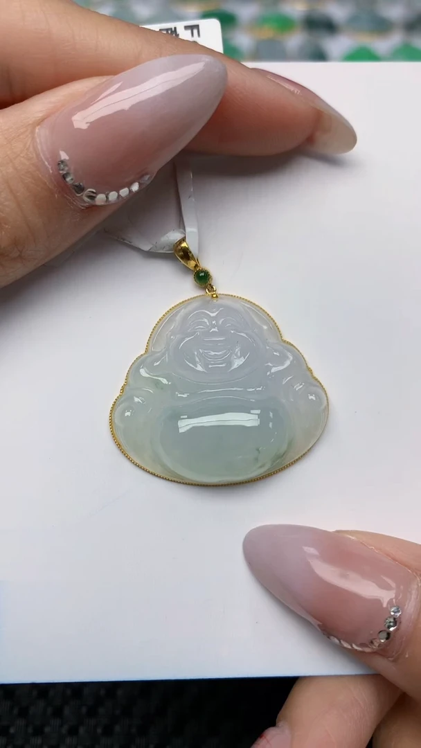 【闪购商品】翡翠颈饰18K金镶嵌天然翡翠A货
