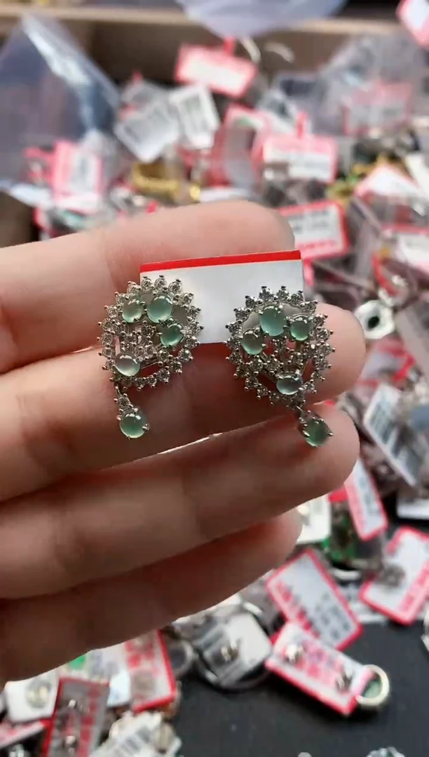 银S925镶嵌戒指翡翠天然A货缅甸翡翠