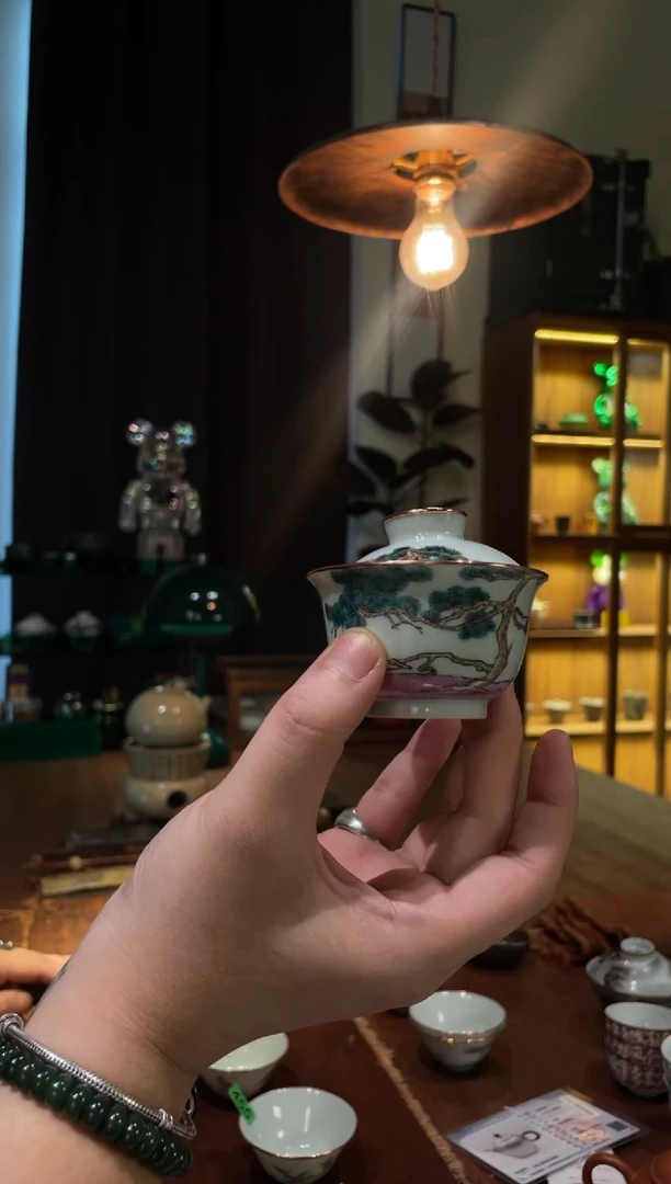 t****，包铜松树小盖碗
