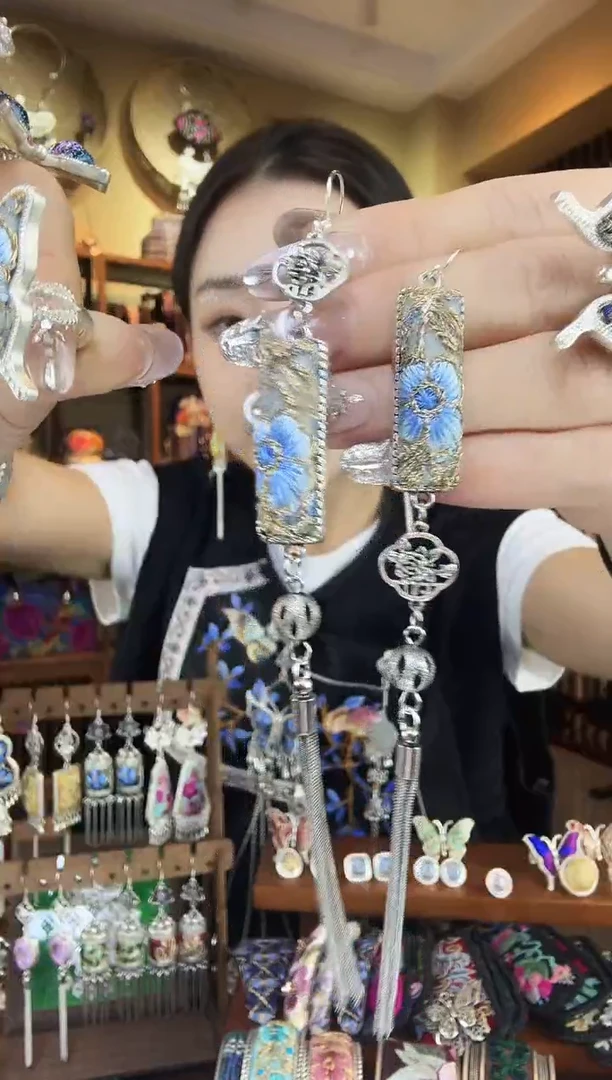 刺绣非遗刺绣民族风耳环