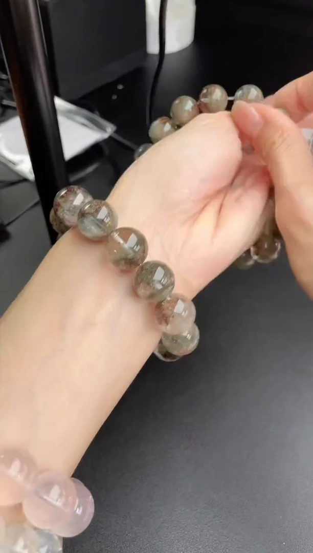 【闪购商品】水晶手链未镶嵌天然绿幽灵13mm